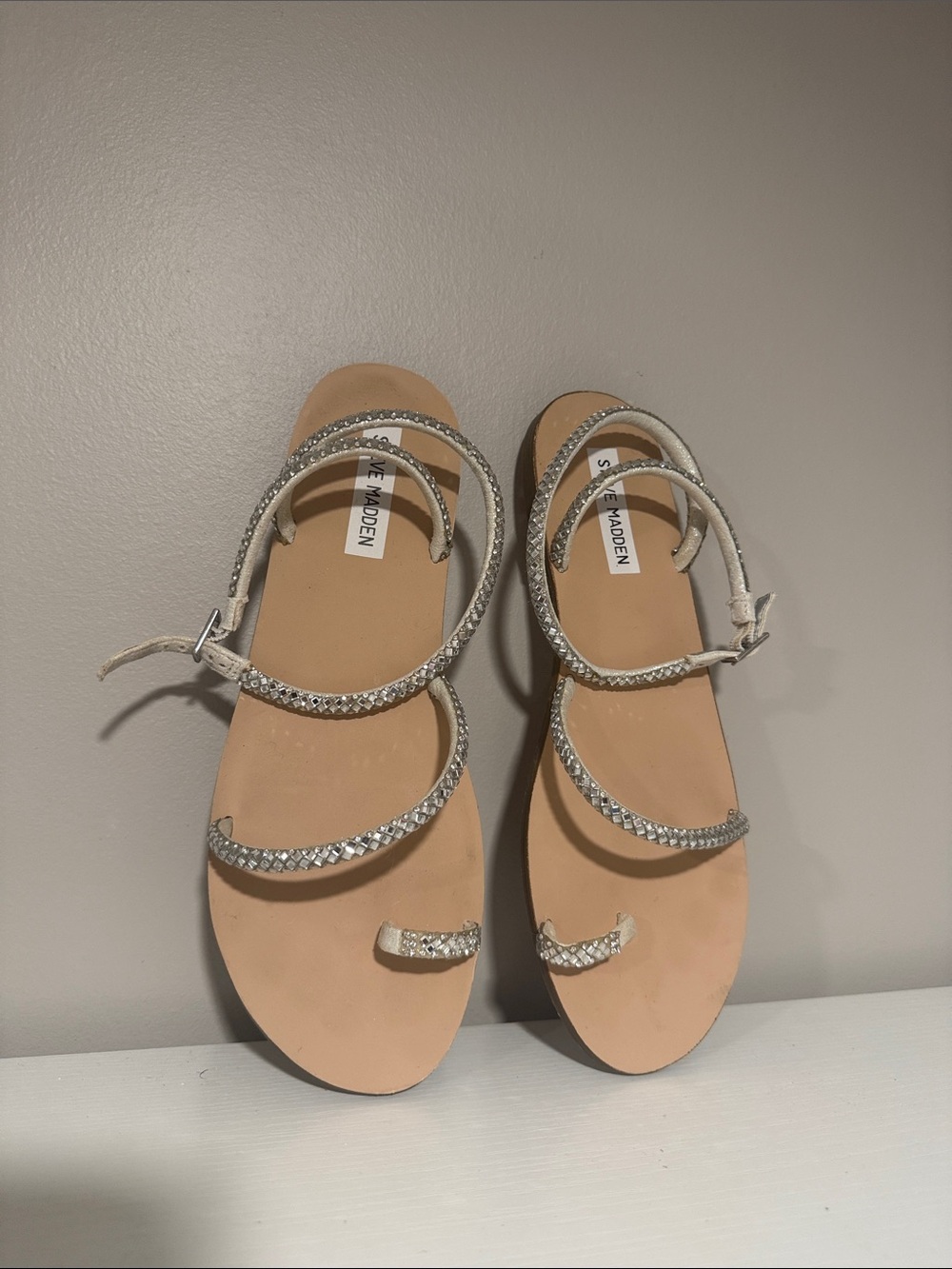 Steve Madden Silver Braided-Strap Women's Sandals